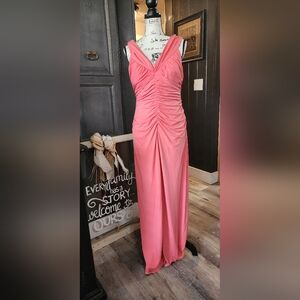 A.B. LAMBDIN Elegant Coral/Pink Ruched Dress